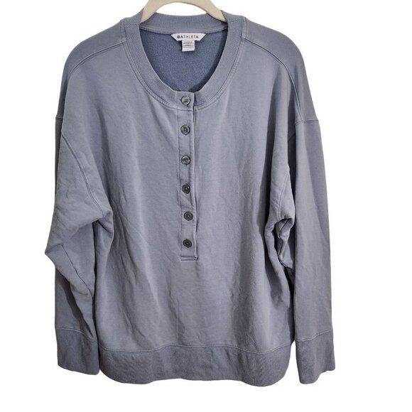Athleta Balance Henley Sweatshirt Blue Star Size L - Picture 2 of 11